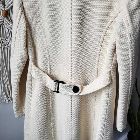 Soia & Kyo Knee length large collar button closure cream textured wool coat Sz M - Picture 4 of 16